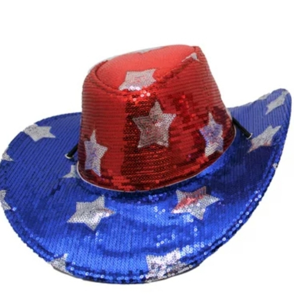 PATRIOTIC SEQUIN COWBOY HAT WITH LIGHTS - Picture 4 of 4